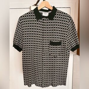 Percival Casa Piccante Shirt | Knitted Cotton Polo | Green Jacquard